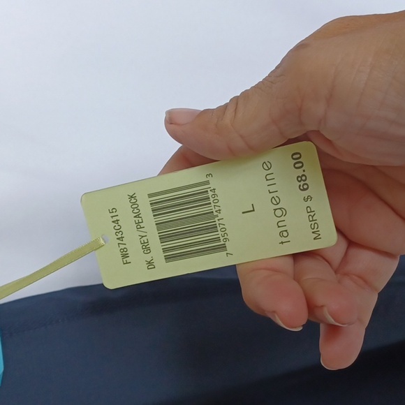 Tangerine Womens Capri Leggings Pants Gray Blue Color Block Stretch Mesh L - Picture 3 of 8